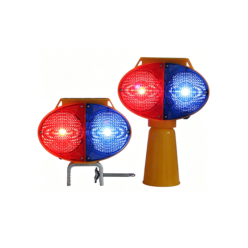 Solar Red‑Blue Dual‑Sided Strobe Warning Light Photo‑Controlled Road Barrier Beacon Lamp for Construction Anti‑Rear‑End Collision