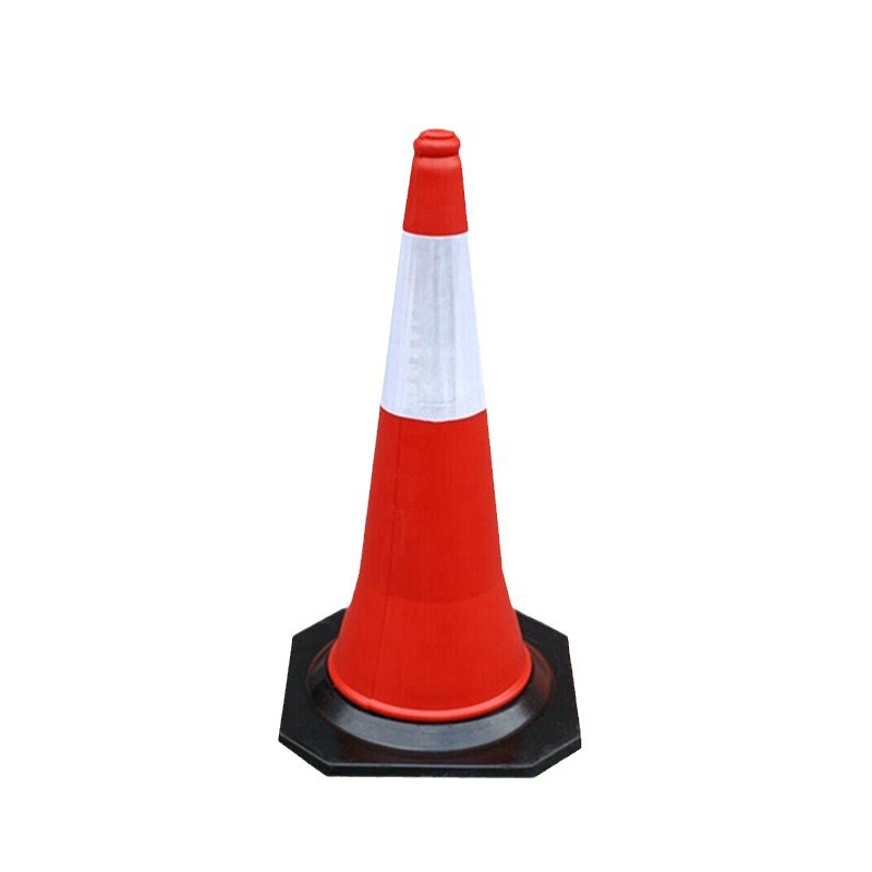 50CM PE Reflective Traffic Cone With Weighted Rubber Base Highway Safety Warning Road Cone