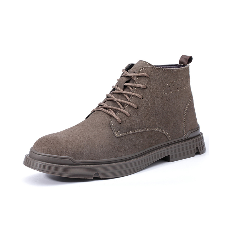 Impact‑Resistant Shoes, High‑Top Safety Work Boots with Suede Cowhide Upper, Reinforced Bonding & Anti‑Slip Wear‑Resistant Rubber Outsole