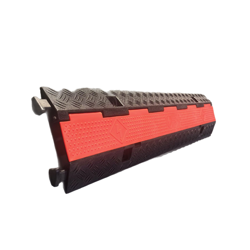 2‑Channel Rubber Cable Protector Ramp 980*240*44mm Heavy‑Duty Floor Wire Cover Cable Protector