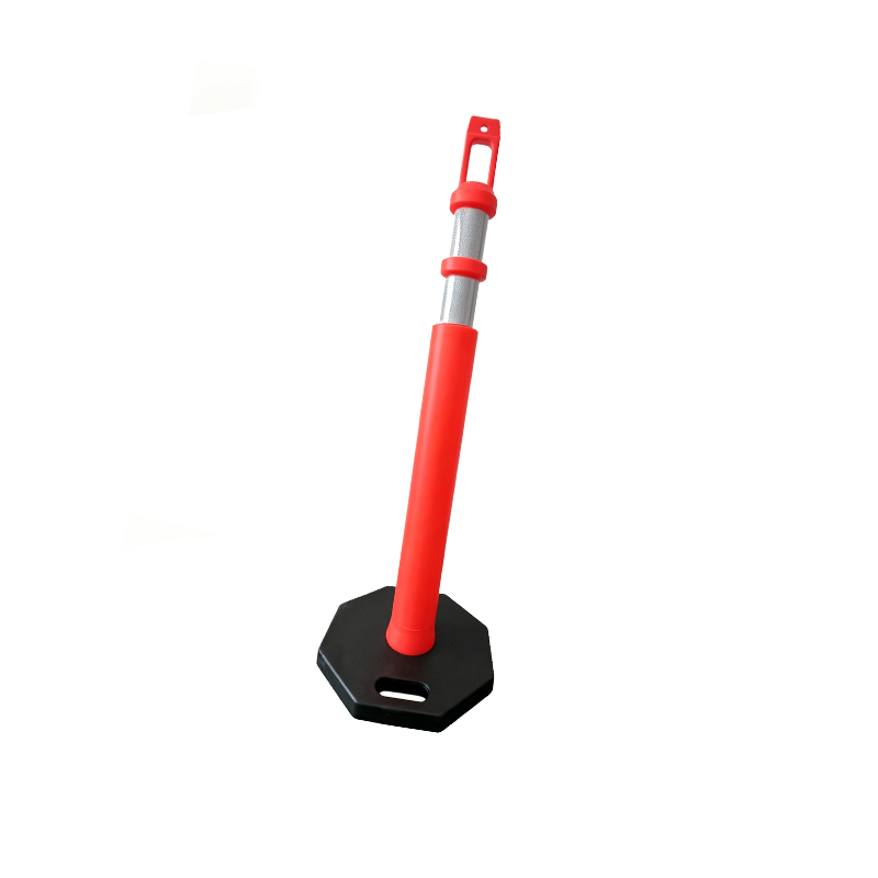 123CM PE Reflective Traffic Warning Post, Thick Waterproof Rubber Base Road Delineator Post