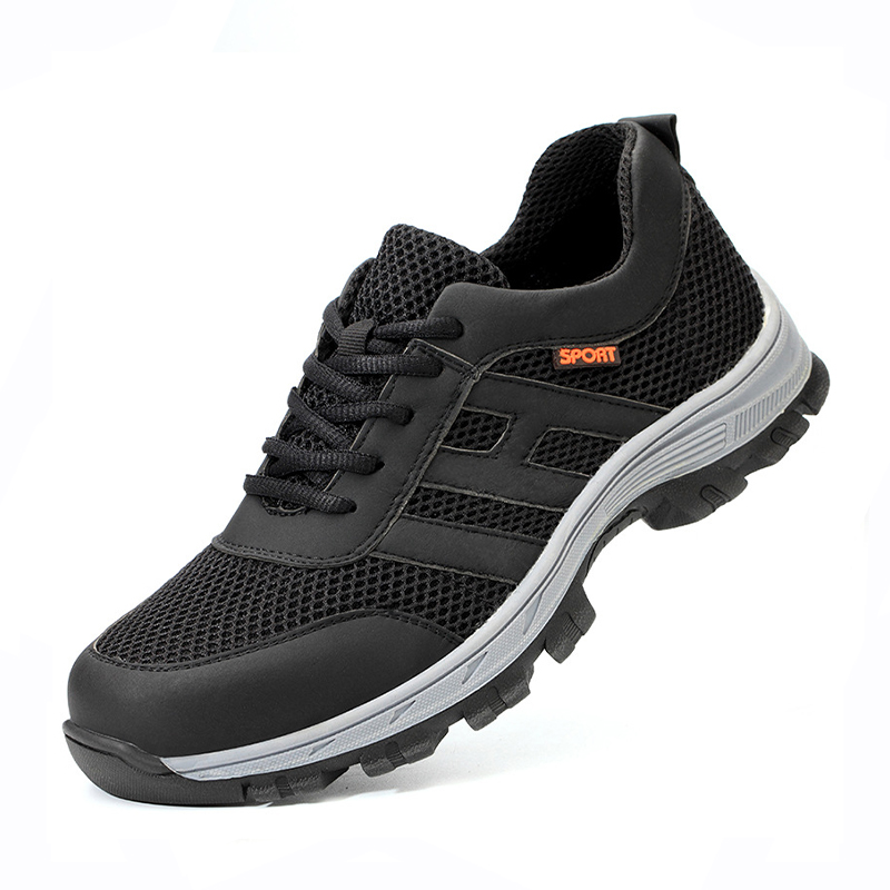 Impact‑Resistant Shoes, Lightweight Safety Work Shoes with Breathable Mesh Upper, Solid‑Core Shoelaces & Anti‑Slip Rubber Outsole