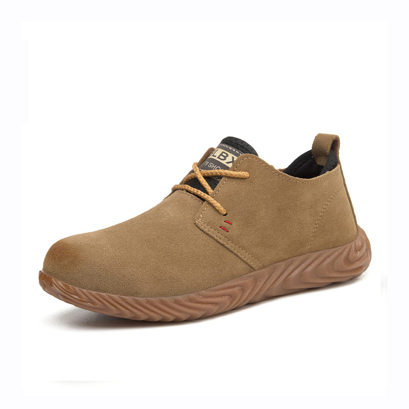 Impact‑Resistant Shoes, Safety Work Shoes with Heat‑Resistant Spark‑Proof Suede Cowhide Upper, Skin‑Friendly Anti‑Chafing Inner Lining & Wear‑Resistant Rubber Outsole