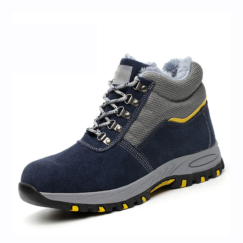 Impact‑Resistant Shoes, Winter Safety Work Shoes with Integrated Waterproof‑Dustproof Tongue, Warm Fleece‑Lined Interior & Tear‑Resistant Rust‑Proof Eyelets
