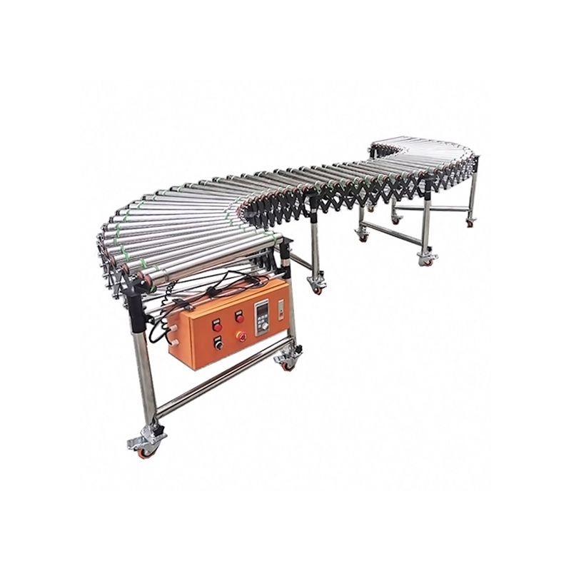 Power‑Driven Stainless Steel Telescopic Roller Conveyor, Flexible Expandable Roller Conveyor for Container Loading Unloading Logistics Handling
