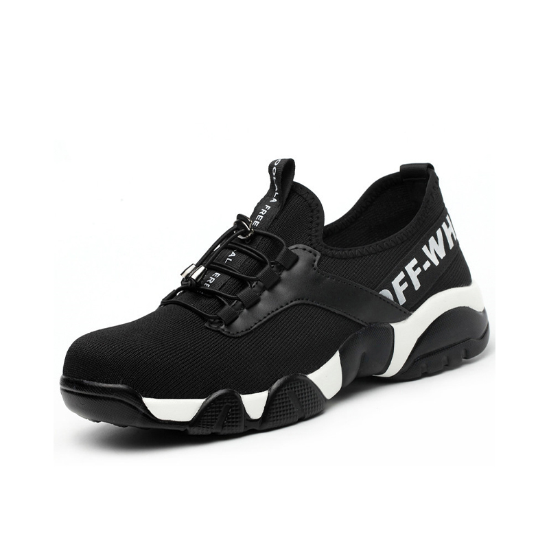 Impact‑Resistant Shoes, Lightweight Safety Work Shoes with Flyknit Upper, Solid‑Core Shoelaces & Anti‑Slip Polyurethane Outsole