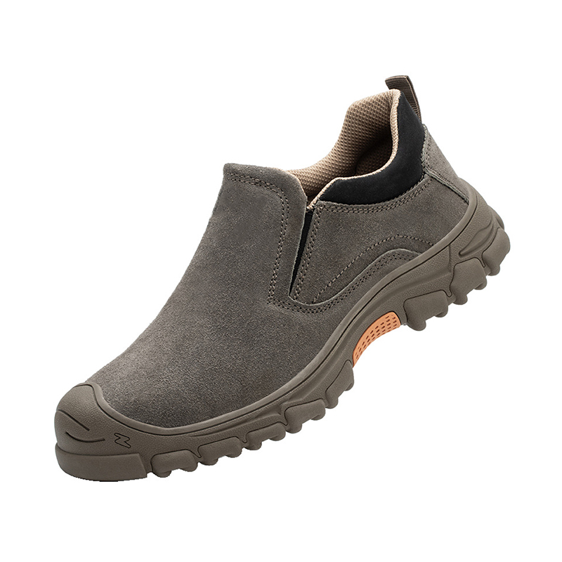 Impact‑Resistant Shoes, Slip‑on Safety Work Shoes with Anti‑Scuff Anti‑Collision Wide Toe Cap, Full‑Leather Heat‑Resistant Upper & Anti‑Slip Wear‑Resistant TPR Outsole