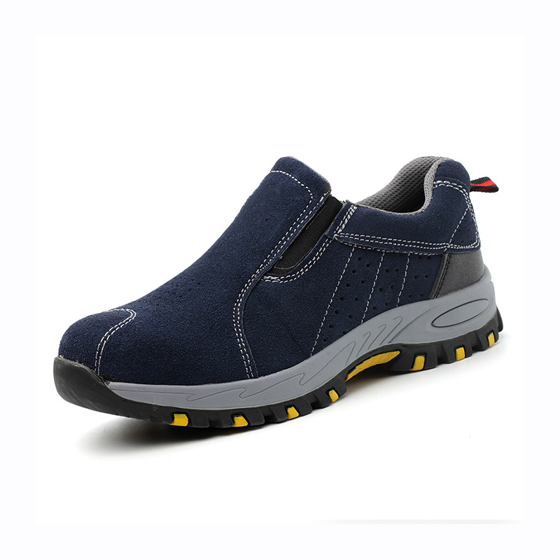 Impact‑Resistant Shoes, Slip‑On Safety Work Shoes with Cowhide Leather Upper, Certified Steel Toe Cap, Steel Plate Midsole & Anti‑Slip Wear‑Resistant Rubber Outsole