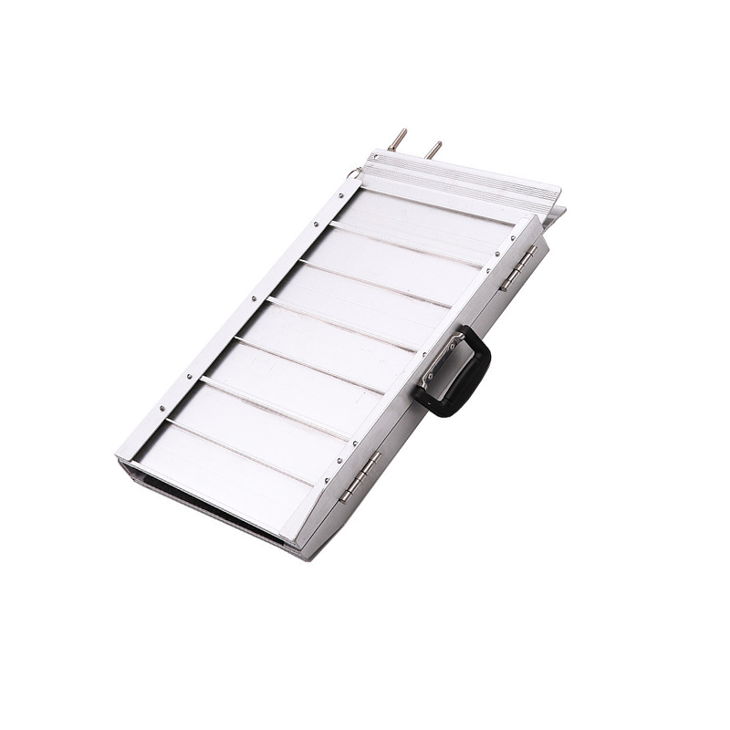 Folding Aluminum Threshold Ramp, Portable Anti‑Slip Step Ramp for Wheelchair Cart Stair Access