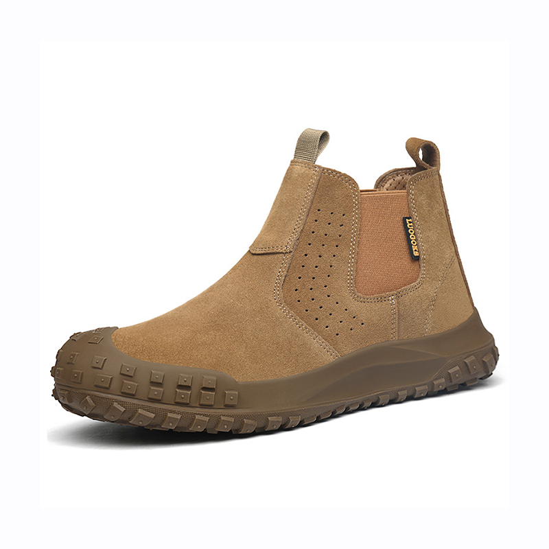 Impact‑Resistant Shoes, Chelsea‑Style Safety Work Boots with Soft Fine‑Textured Leather, Honeycomb Breathable Inner Lining & Anti‑Slip Wear‑Resistant Tread Outsole