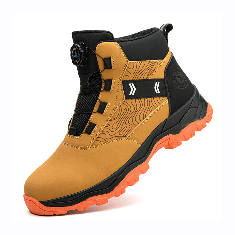 Impact‑Resistant Shoes, High‑Top Safety Work Shoes with Water‑Repellent Microfiber Leather Upper, Breathable Mesh Inner Lining & Anti‑Slip Wear‑Resistant Tread Outsole