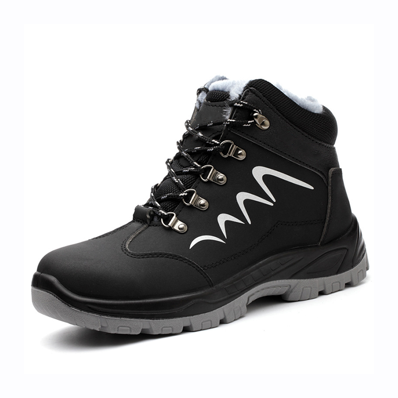 Impact‑Resistant Shoes, Winter Safety Work Boots with Waterproof Leather Upper, Widened Impact‑Resistant Steel Toe Cap, Flexible Steel Midsole & Anti‑Slip Solid PU Outsole