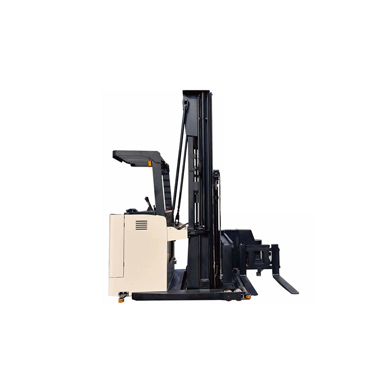 1Ton Stand‑up Type Three‑Way Stacker Forklift, 6000mm Lifting Height Narrow Aisle Electric Pallet Stacker