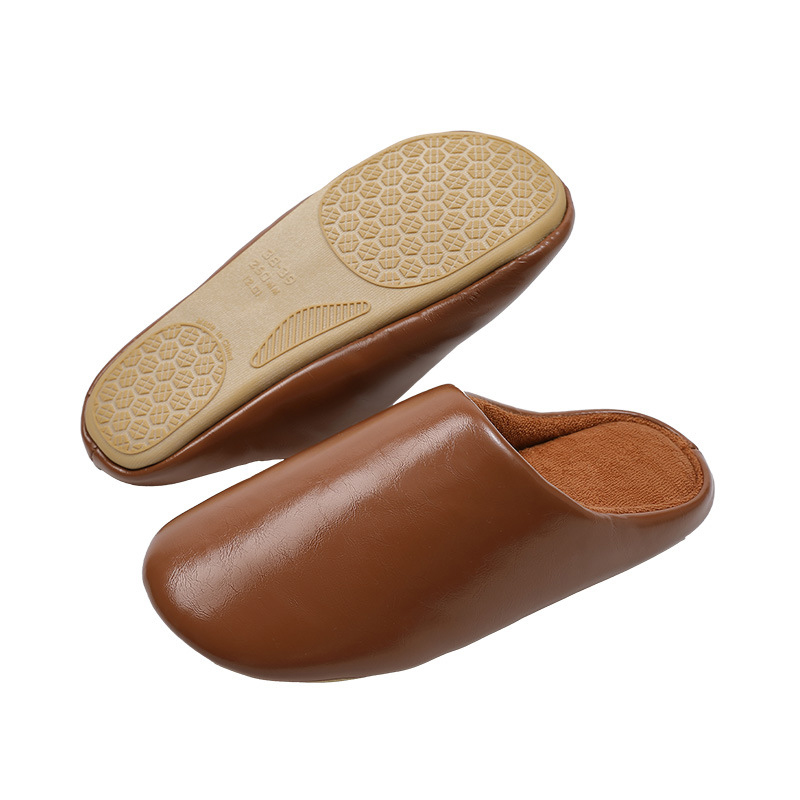 Anti-Slip Cotton Slippers – PU Splash-Proof Upper TPR Silent Outsole Windproof Heat-Lock Comfortable Shoes