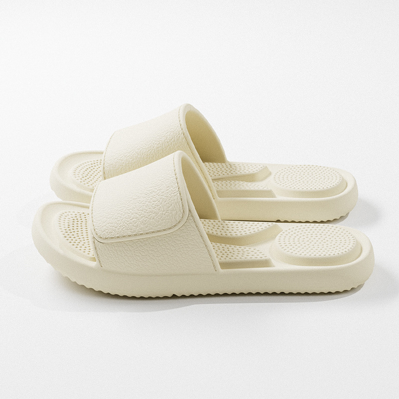 Slippers – Raised Air Cushion Shock-Absorbing Striped Grip Outsole Leather-Grain Comfortable Shoes