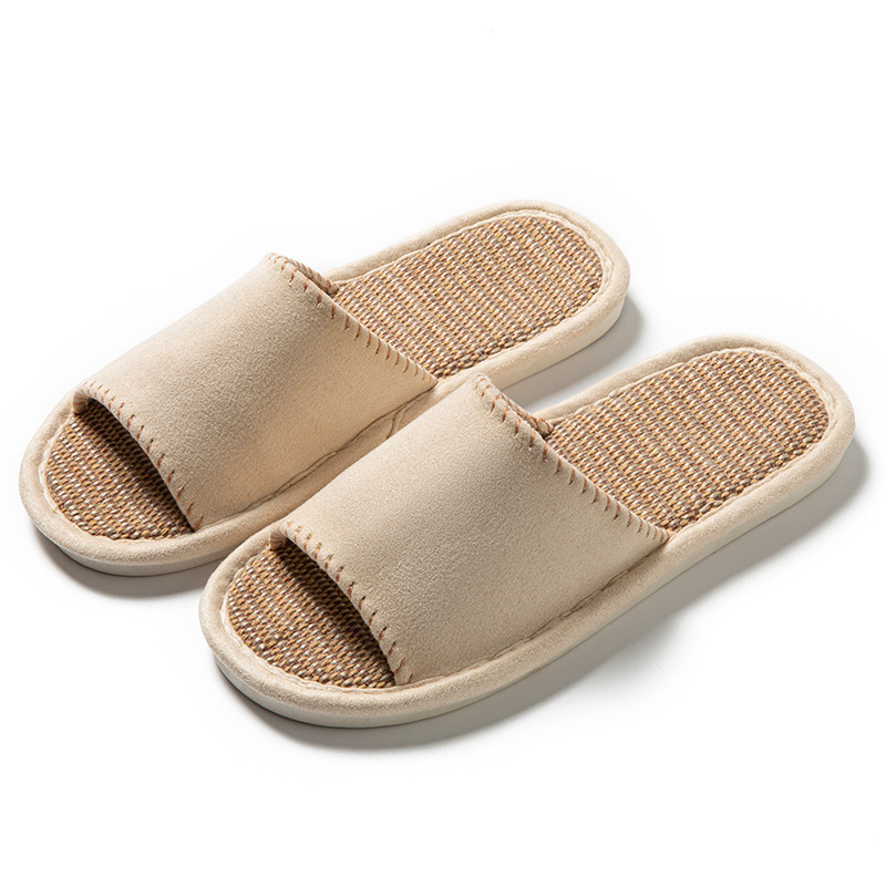 Linen Slippers – Cotton-Linen Breathable Skin-Friendly PVC Anti-Slip Shock-Absorbing Flexible Comfortable Shoes