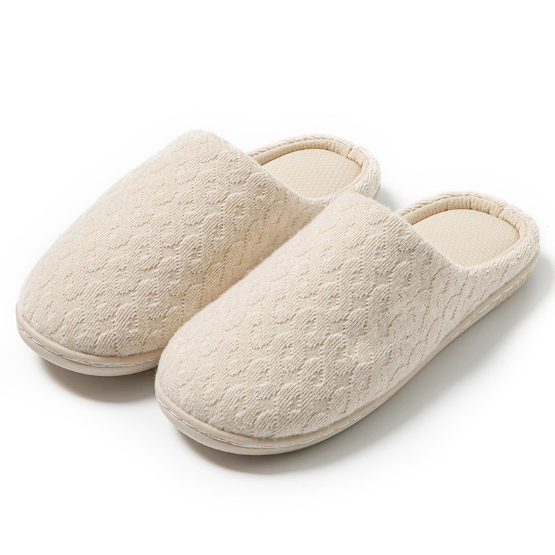Cotton Slippers – Elegant Knit Fabric Silent Flexible Fold-Resistant Anti-Slip Foam Midsole Shoes