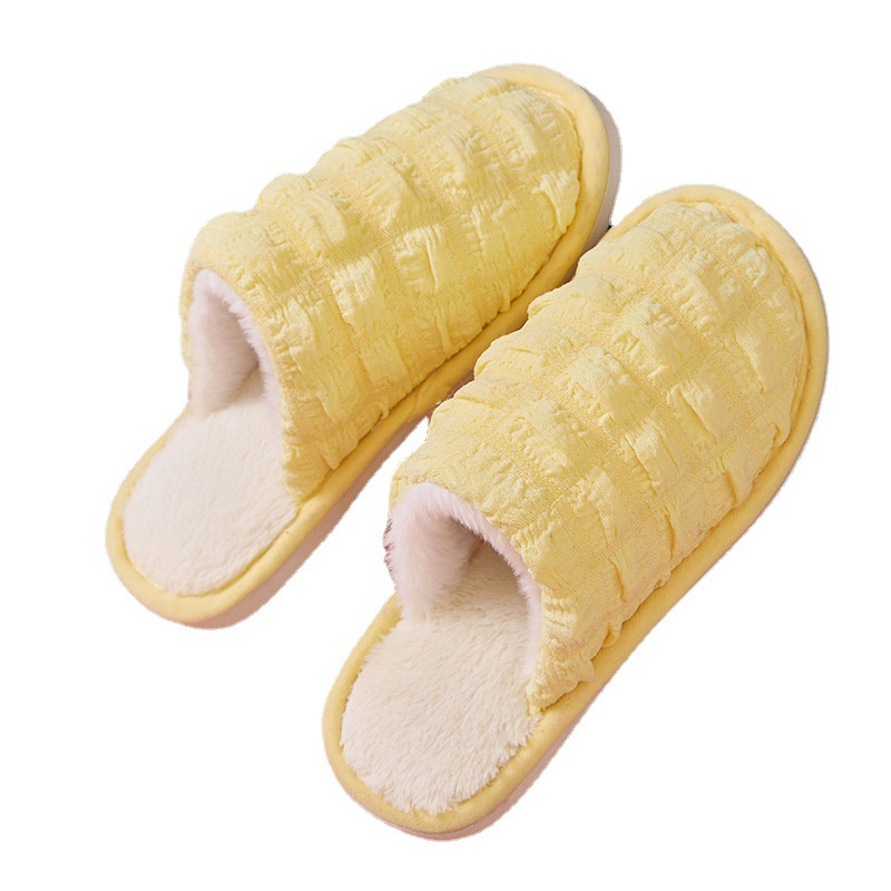 Cotton Slippers – Bubble Plush Textured Upper Warm Lining Foldable PVC Anti-Slip Comfortable Shoes