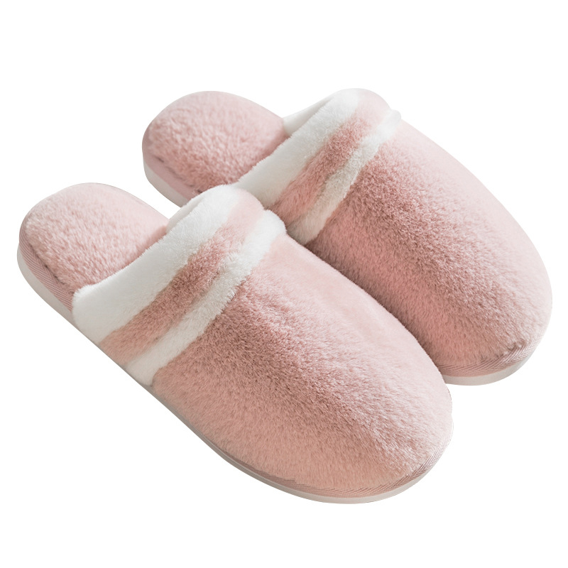 Cotton Slippers – Warm Fluffy Upper Suede Surface PVC Anti-Slip Soft Rubber Outsole Comfortable Shoes