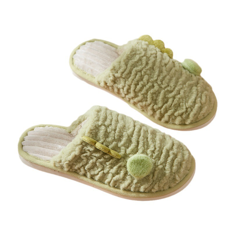 Slippers – Comfortable Plush Anti-Slip Midsole Soft Resilient PVC Wave-Pattern Outsole Shoes