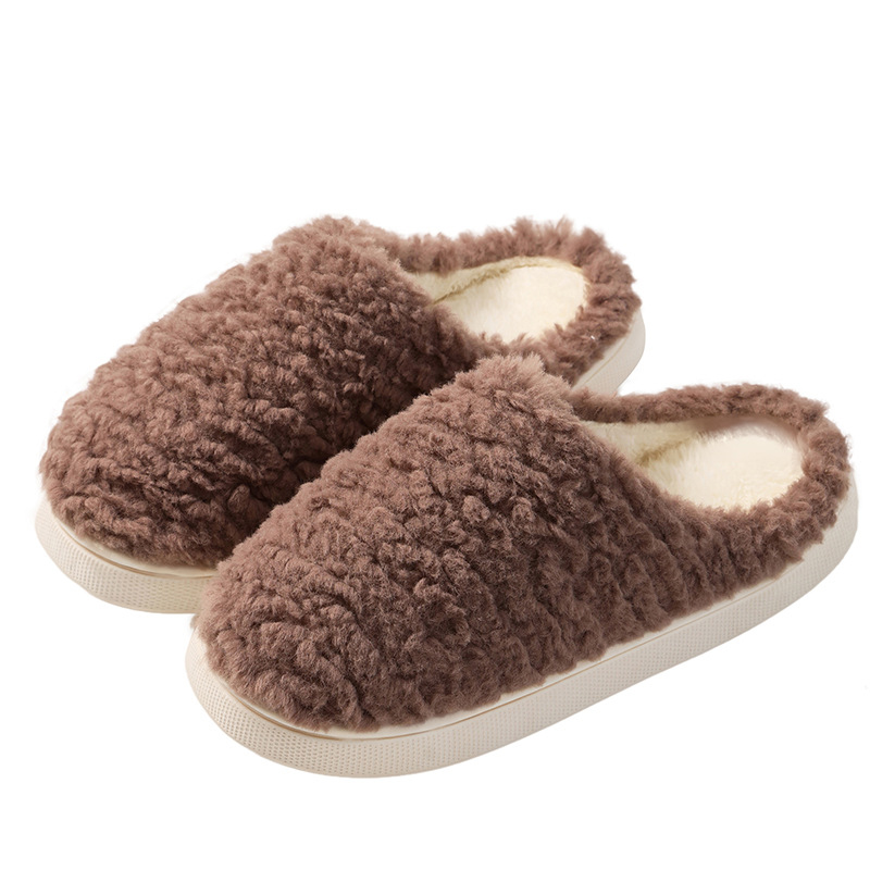Slippers – Suede Upper Thick Plush Lining Durable Side Craftsmanship PVC Wear-Resistant Outsole Shoes