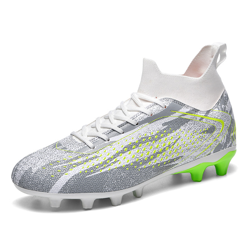 Spiked Shoes – Leather Upper Flyknit Collar TPU Long-Stud Outsole Multi-Directional Anti-Slip Shoes
