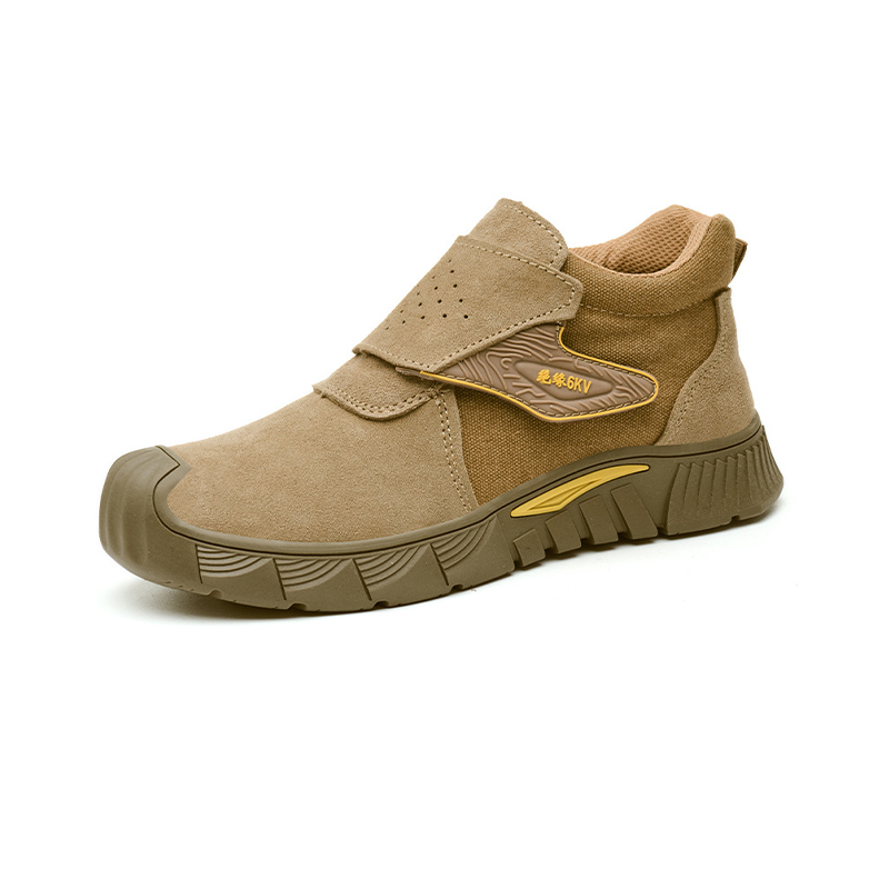 6KV Insulated Welding Safety Work Shoes Anti-Smash Anti-Puncture Spark Resistant Velcro Suede Cowhide Safety Footwear