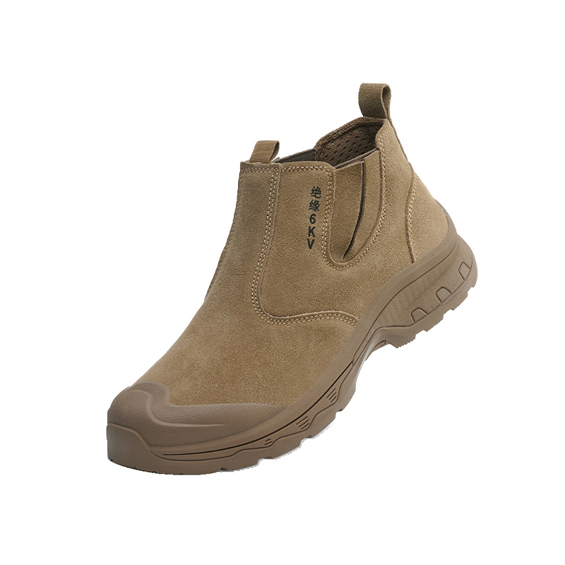 6KV Insulated Welding Safety Work Boots Anti-Smash Anti-Puncture Spark Resistant Suede Cowhide Slip-On Safety Footwear