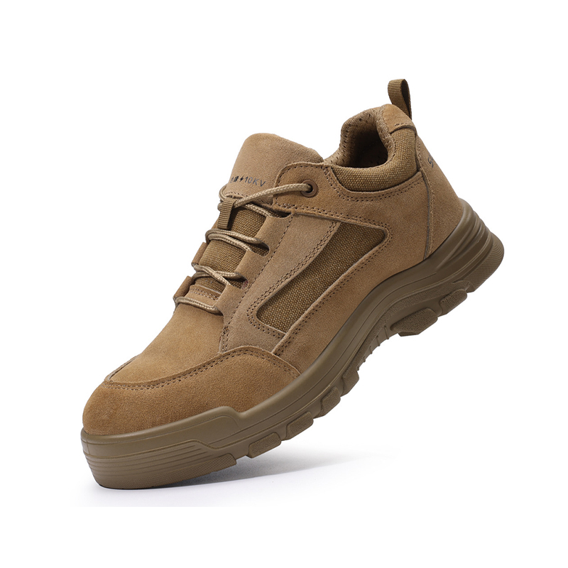 10KV Insulated Electrician Safety Shoes, Anti-Smash Anti-Puncture Suede Leather Canvas Work Shoes, Anti-Slip Dual Density Solid Sole Protective Shoes