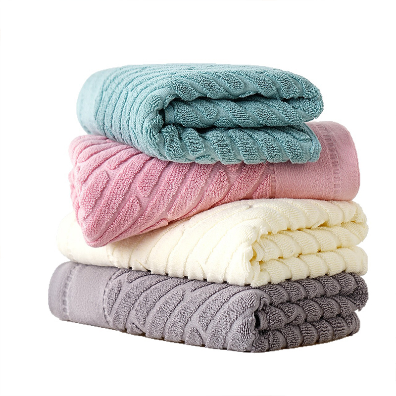 Towel – Ultra-Soft Low-Twist Yarn Neat Terry Loops Soft Absorbent Exquisite Edge Binding Elegant Pattern Towel