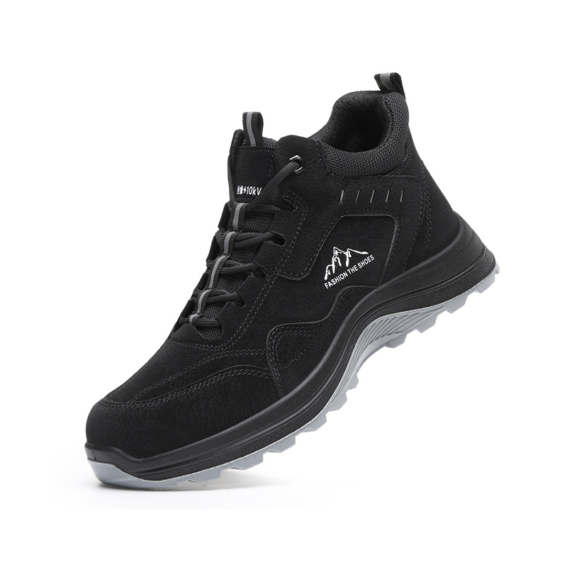10KV Insulated Mid-Cut Safety Shoes for Electricians, Anti-Smash Anti-Puncture, Water Repellent Microfiber Upper, Wear-resistant Solid Outsole