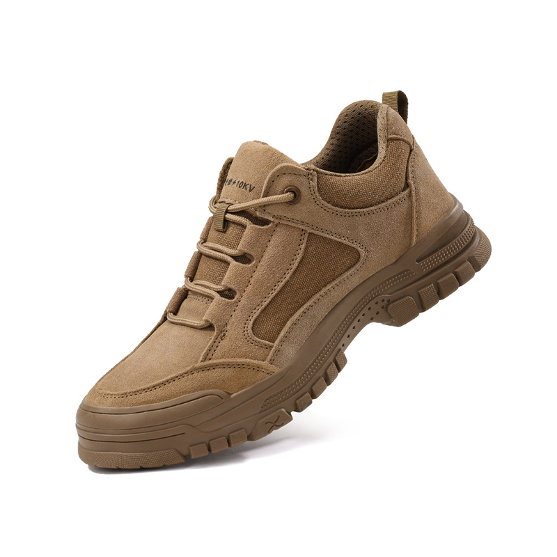 10KV Insulated Electrician Safety Shoes, Suede Leather Canvas Upper Anti-Slip Wear Resistant Rubber Outsole Work Shoes