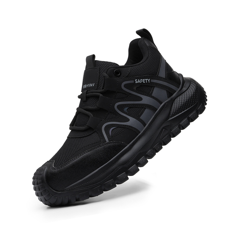 10kV Insulated Safety Shoes, European Standard Plastic Toe Cap Anti Smash Anti Puncture Work Shoes, Breathable Microfiber Steel Wire Fabric Cushioning Rubber Outsole