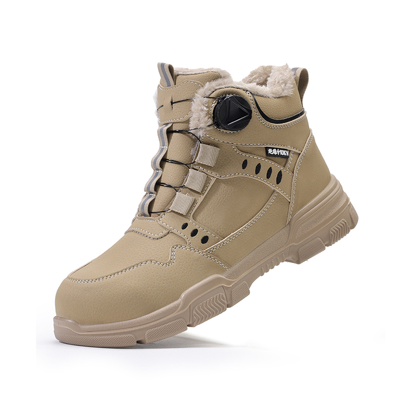 10KV Insulated High Top Fleece Lined Safety Boots, Rotary Knob Quick Lace Anti Smash Anti Puncture Waterproof Microfiber Work Boots